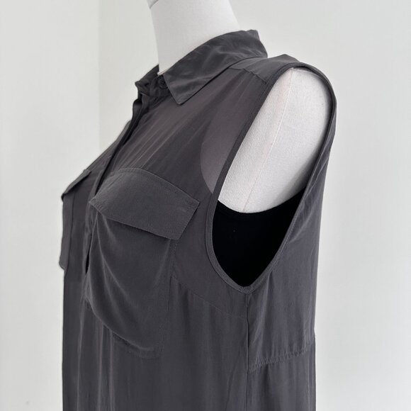 T by Alexander Wang Brown Taupe 100% Silk Sleeveless Midi Shirt Dress – XS - Picture 4 of 13